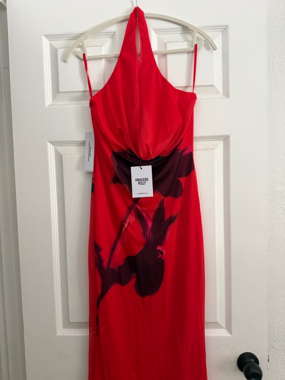 Princess Polly Red Strapless Floral-Print Midi Dress